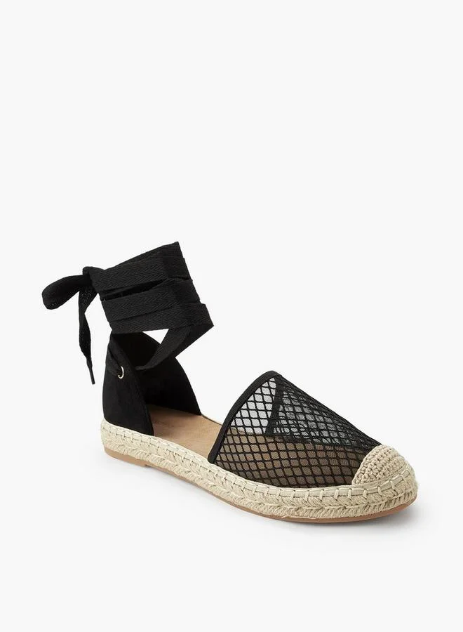 ببرمنة Girls Mesh Ankle Strap Espadrille Shoes